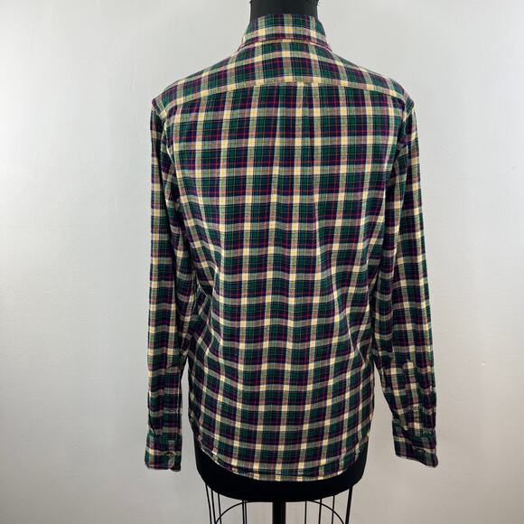 J. Crew AT948 Blue Green Yellow Plaid Brushed Twill Slim Fit Cotton Shirt Size S - Picture 6 of 9